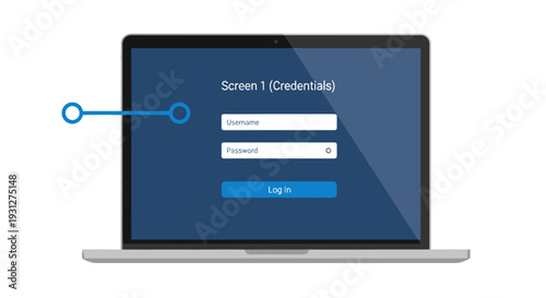 Laptop displaying a login screen for user authentication and secure access to digital systems, illustrating online security and data protection concepts.