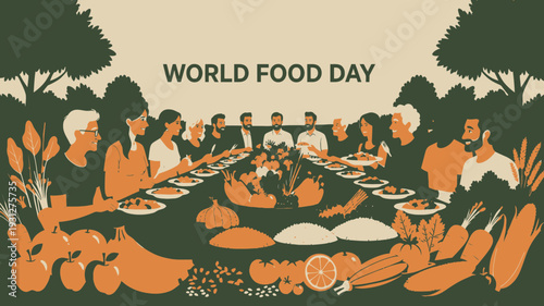 Global Community Sharing Meal vector illustration