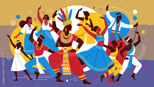 Vibrant African Dance Celebration vector illustration