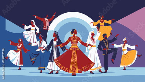 Vibrant Cultural Dance Performance vector illustration