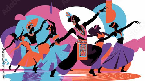 Vibrant Flamenco Dancers vector illustration