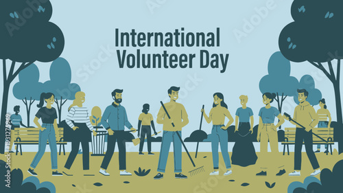 International Volunteer Day Community vector illustration