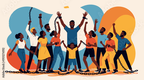 Breaking Chains of Freedom vector illustration
