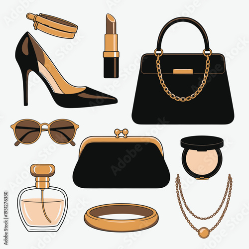 Luxury Woman Accessories vector illustration