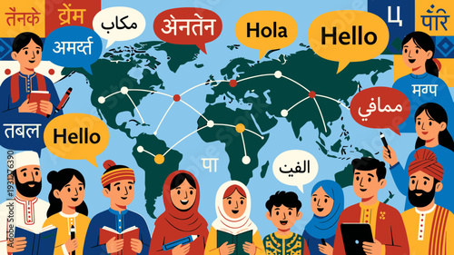 Multicultural People Saying Hello vector illustration