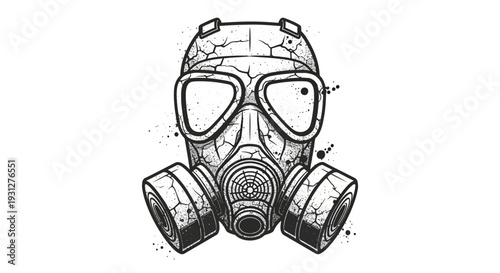 Cracked Gas Mask Illustration