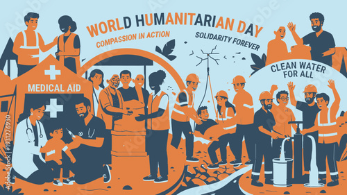 World Humanitarian Day Awareness vector illustration