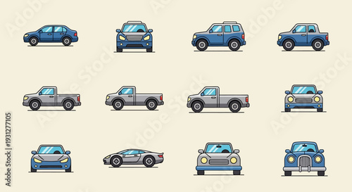 car icon set. Car icon collection. Car service and repair icons element. Containing car wash, vehicle, garage, engine, oil, maintenance, accelerate and brake icons.
