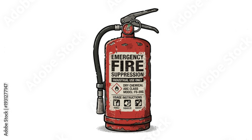 Vintage Fire Extinguisher Isolated on White Background