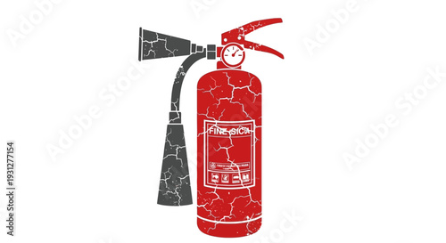 Vintage Fire Extinguisher with Cracked Texture