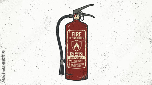 Vintage fire extinguisher with textured background