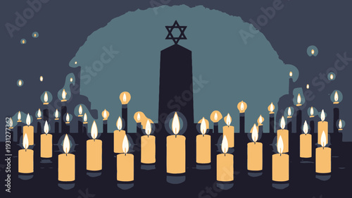 Candlelight Memorial for Holocaust Victims vector illustration