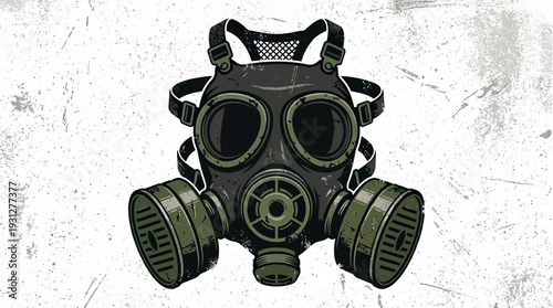 Vintage gas mask with grunge texture