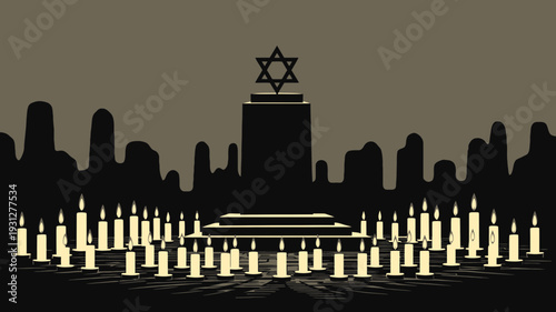 Holocaust Memorial Candles vector illustration