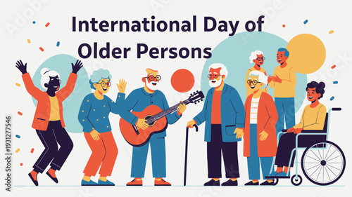 Celebrating International Day of Older Persons vector illustration
