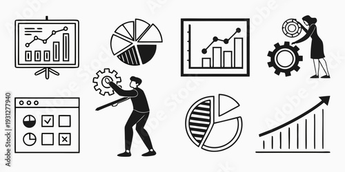 Businessman analyzing various data visualizations and financial charts
