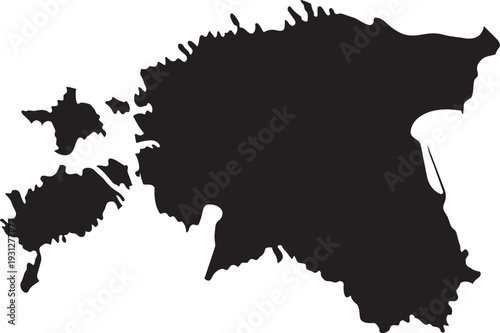 Black silhouette map of Estonia a simple vector illustration representing the countrys geography for travel and informational purposes isolated on white  background