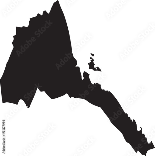 Black silhouette map of Eritrea a simple vector graphic representing the countrys geography for informational or travel purposes isolated on white  background