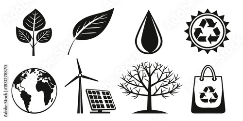Illustrations of environmental protection and renewable energy sources