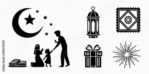 Celebrating eid with family and exchanging gifts under a starry night