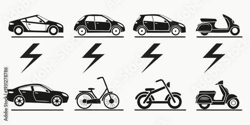 Electric vehicles and transportation modes with charging symbols