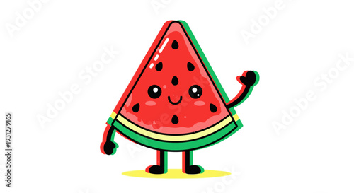 Watermelon Character Cute Riso Art Style