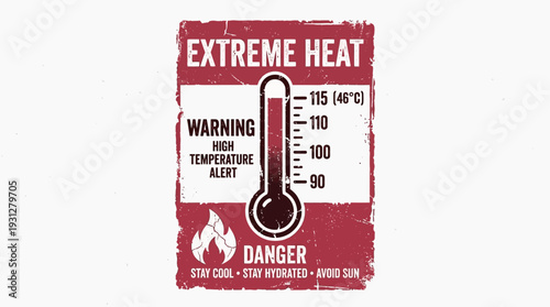 Extreme Heat Warning Sign with Thermometer