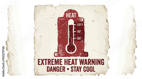 Extreme Heat Warning Thermometer Sign