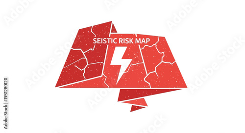 Seismic Risk Map with Lightning Bolt Icon