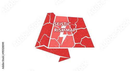 Seismic Risk Map with Lightning Bolt Symbol