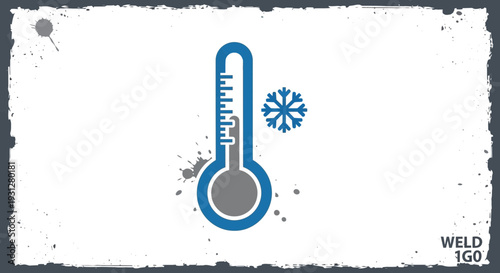 Thermometer and snowflake icon symbolizing cold temperature or winter
