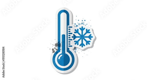 Thermometer and Snowflake Icon Representing Cold Temperature