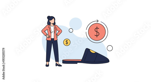 Retail returns and refund policy management concept with a business professional overseeing customer service and financial credits.