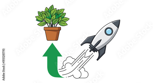 Business startup growth and sustainable innovation concept showing the rapid development of eco-friendly ventures.