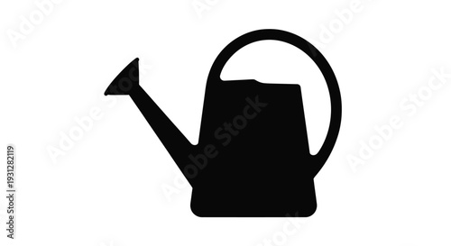 Black silhouette of a classic watering can on a white background