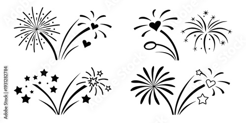 A delightful array of six distinct black and white floral illustrations