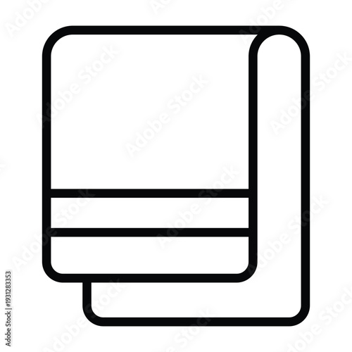 Minimal line illustration of folded towel symbolizing bathroom hygiene and personal care. Clean monochrome style suitable for wellness and household themes.