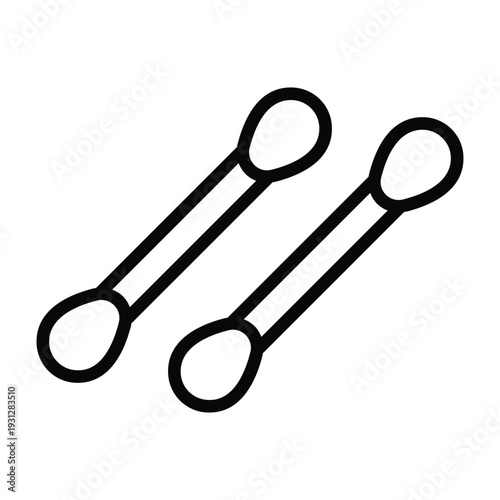 Minimal line illustration of cotton bud swabs representing personal hygiene and cleaning routine. Simple monochrome design ideal for healthcare, cosmetic, and sanitation visuals.