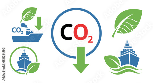 Illustration of CO2 Reduction and Eco-Friendly Shipping Concepts.