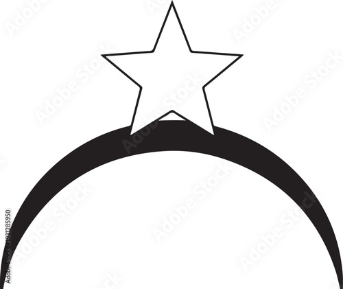 A black and white illustration of a star on a headband