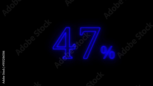 Neon Blue 47 Percent Progress Indicator on Black Background