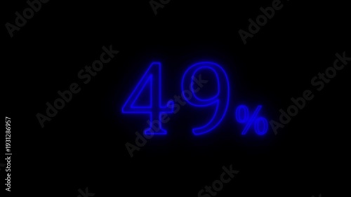Neon Blue 49 Percent Progress Indicator on Black Background