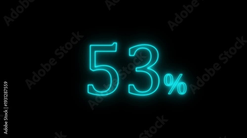 Neon Cyan  53 Percent Progress Indicator on Black Background