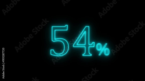 Neon Cyan  54 Percent Progress Indicator on Black Background