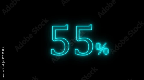 Neon Cyan 55Percent Progress Indicator on Black Background