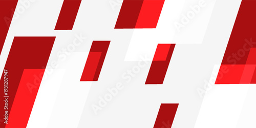 Red and white combination shapes on gray background. Simple design wallpaper, poster, or banner concept