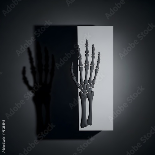 Shadow of hand and cactus on white background with shadow from the.