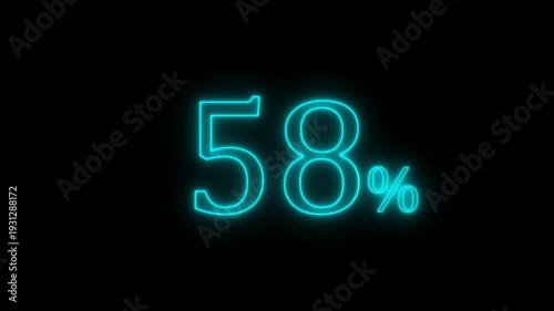 Neon Cyan 58 Percent Progress Indicator on Black Background