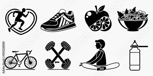 Iconic symbols representing various outdoor activities and hobbies