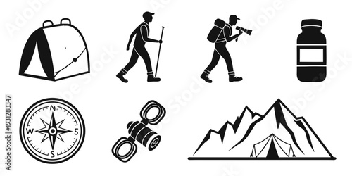 Outdoor activities and equipment for hiking and camping adventures